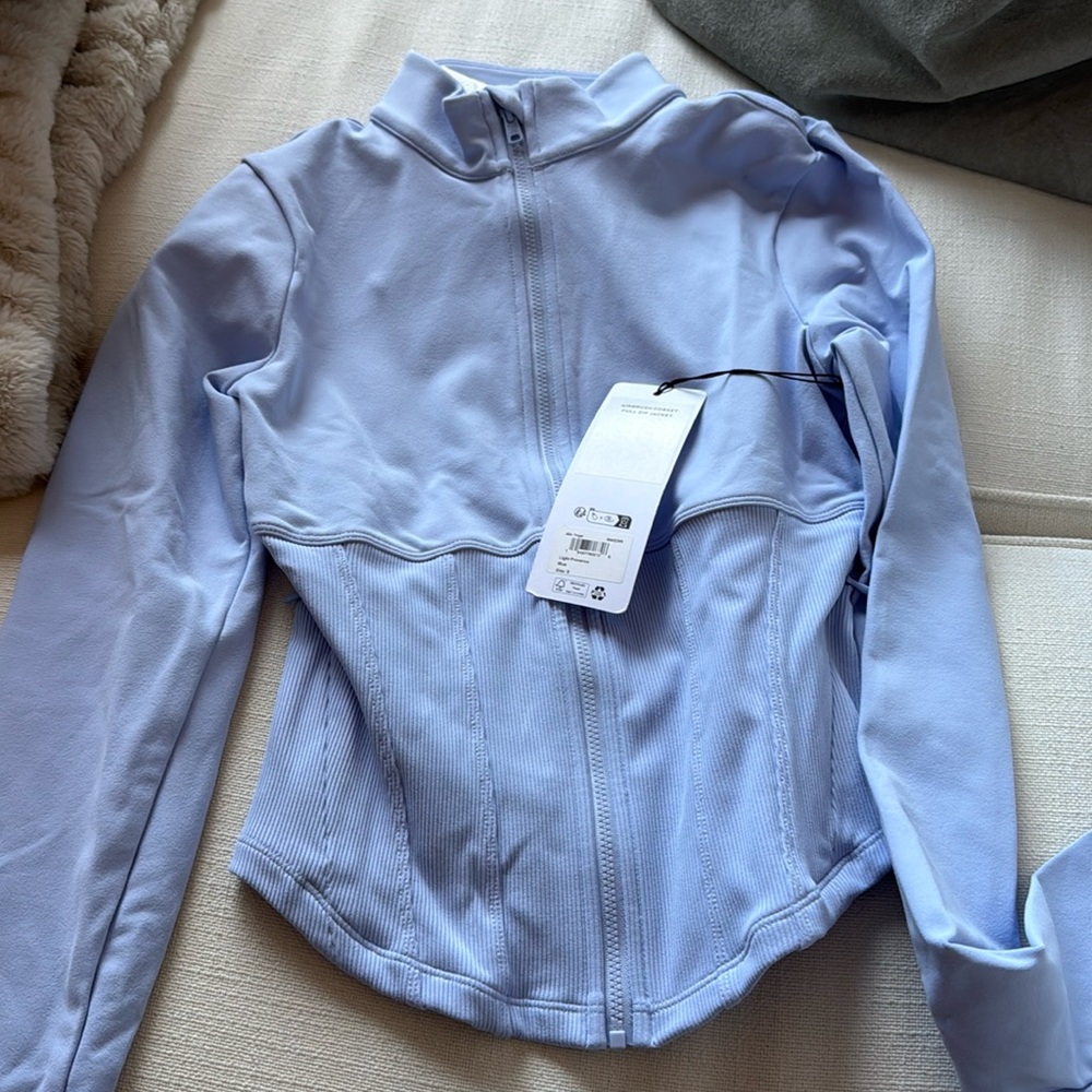 ALO light blue corset zip up